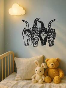 1pc Elegant Black Metal Cat Silhouette Wall Decor - Whimsical And Artistic Cat-Themed Art Piece, Ideal For Home, Office, Living Room, Perfect Gift For Cat Lovers, Housewarming, Valentine's Day, Christmas, Great For Modern Home Decor, Interior Decoration And Room Styling. - Multicolor - View 5