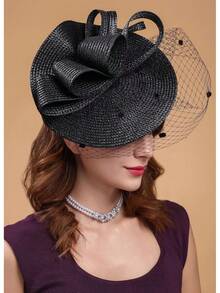 Derby Fascinators Women High Tea Party Hat Wedding Cocktail Flower Headware With Mesh And Feathers - A-ngà voi - Xem 8