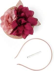 Fascinators Hats Women,Tea Party Fascinator Hair Clip With Feathers Wedding,Derby Hats Headbands - Style6-深紅色 - 查看 1