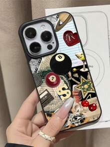 1pc Cute & Fashionable Billiard Ball Pattern Soft Silicone Phone Case, Anti-Slip & Shockproof, Compatible With Apple, Phones - Multicolor - View 3