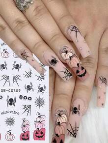 1/5 Peças Adesivos de Unhas de Halloween, Novos e da Moda Aranha, Abóbora, Estampa de Vaca, Fantasma, Teia de Aranha, Aranha Coração, Decalques de Arte de Unhas com Letras, Acessórios de Unhas, Variedade de Estilos para Design de Unhas DIY da Moda, Ferramentas de Manicure Interessantes e Minimalistas, Adequado como Presente para Família, Namorada, Melhores Amigas