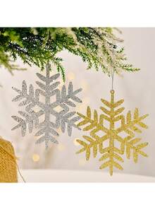 4 Stücke/Packung künstliche glitzernde Schneeflocken, Weihnachtsdekoration, geeignet für Weihnachtsbaum Dekoration