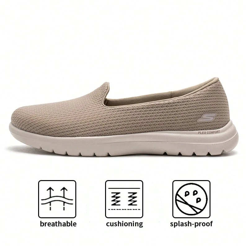 Skechers ON-THE-GO FLEX 女士轻便休闲透气一脚蹬鞋，妈妈步行鞋，款式 136504-TPE - 灰褐色 - 查看 1