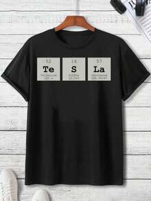 Atomic Symbol Tesla, Comfort Fit Top, High- Quality Material Choice, Shirts For Men, A Relaxed And Stylish Option For Meeting Someone For Coffee,Fall Clothes,Halloween Clothes - màu đen - Xem 1