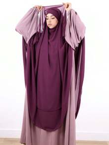 2 Layer Chiffon Khimar With Cape, Raspberry Color, Suitable For Women's Daily Wear And Prayer, All Season For Dress - Multicolor - View 5