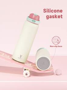 Meoky 40oz Vacuum Insulated Water Bottle with 2-in-1 Straw and Spout Lid, Insulated Cup, Keep Cold 24H, Leak-Proof, Fits in Car Cup Holder, Stainless Steel Tumbler for Sports, Travel, and School - 米黃 - 查看 8
