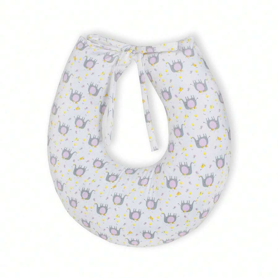 Laura Baby Nursing Pillow With Zippered Loop And Soft Removable Cover 100% Cotton - Elefante rosa - Ver 1
