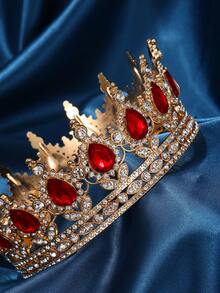 Halloween Red Vintage Fairy Leaf Crown - Medieval Viking Crystal Headpiece, Suitable For Men And Women Renaissance Halloween Cosplay Party Ball - Red - View 2
