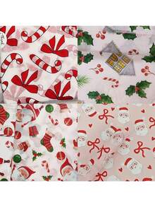 12/8/4pcs Christmas Gift Wrapping Paper Rolls, 35cm*50cm (13.78in*19.68in), Pink Background With Classic Santa Claus Patterns, Assorted Styles Randomly Sent, Suitable For Christmas, Birthday, Wedding And Party, Ideal For DIY Crafts And Creative Gift Packaging, May Have Fold Marks When Folded For Shipping, Merry Christmas! - Multicolor - View 2