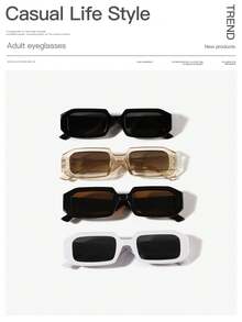 1pc Men's Casual Vintage Rectangular Framed Fashion Fashion Glasses, Suitable For Outdoor Activities And Outfits - Multicolor - View 17