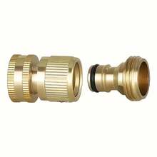2-Piece Brass Garden Hose Quick Connect Set – 3/4" GHT Female & Male Threads | Heavy-Duty Metal Couplers For Flower Watering, Lawn Sprinklers & Patio Use  (Gold) - 金色 2pcs - 查看 8
