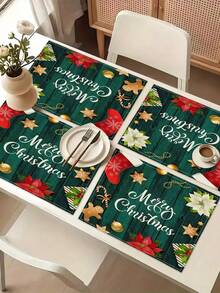 1/2/4/6/8 Stücke digital bedruckte Tischsets, Weihnachts-Tischsets als Tischdekor, geeignet für den täglichen Gebrauch, Feste, Partys, Geburtstage, Hochzeiten, Abendessen, Küchen- und Esszimmer-Dekoration Zuhause