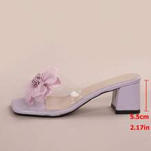 Dép xỏ ngón hở mũi đế dày họa tiết hoa trong suốt dành cho nữ, thiết kế kiểu Pháp thanh lịch, chất liệu PVC, thích hợp cho các buổi hẹn hò và đi chơi bình thường - Màu tím - Xem 10