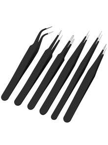 1/2 Stücke Nagel-Kunst Edelstahl Pinzette Schwarze Ellbogen Hand Zelt Clip Haar Picking Nagel Transplantation Wimpern Gerade Pinzette