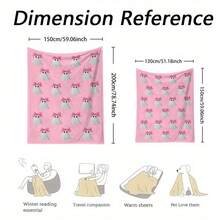 Cozy Pink Flannel Blanket With Cute Print  Soft, Warm, Cozy For Sofa, Bed, Car, Office, Camping, Travel  Ideal AllSeason Gift, AllSeason Blanket|Holiday Halloween Decoration|Soft Flannel Blanket - 彩色 - 查看 3