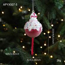 Decoração de Natal de plástico vermelho com glitter, em formato de bolo de desenho animado, urso, enfeites para árvore de Natal para vitrine, decoração de Natal e decoração de inverno para quarto.