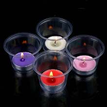 Candle Windproof Cup Romantic Wedding Outdoor Proposal Theme Party Plastic Windproof Cup Special Small Bottom Cup Plastic Disposable Tasting Cup Transparent Cup 50pcs/Set - Multicolor - View 5