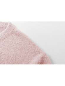 1pc Women Fleece Round Neck Dropped Shoulder Long Sleeve Sweater,Ins Style,Soft And Skin-Friendly,Casual Home Style,Home Wear,Comfortable,For Daily Wear,Going Out,Autumn/Winter