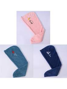 3/2/1件装加厚珊瑚绒卡通刺绣吹风帽，吸水三角干发巾，发帽，浴帽，护发产品及配件，适用于理发店、美容院、旅行、返校季、度假、女士发饰，也适用于美容院、酒店、运动、居家、毛巾、护肤干发巾 - 彩色 - 查看 27