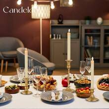 Candlestick Candle Holders Gold: Tall Taper Candles Stick Holder Wedding Decor Set Of 10 Dinning Table Centerpiece Vintage Metal Candle Stand - 金色 - 查看 4