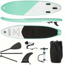Shoze 10FT Inflatable Surfboard Stand Up Paddleboard  Paddle Board With Kayak Paddle Hand Pump Carry Bag Green - 10FT - View 1