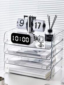 1 pieza Organizador de escritorio, caja de almacenamiento de doble capa para suministros de escritorio, soporte de archivos para oficina y estudiantes