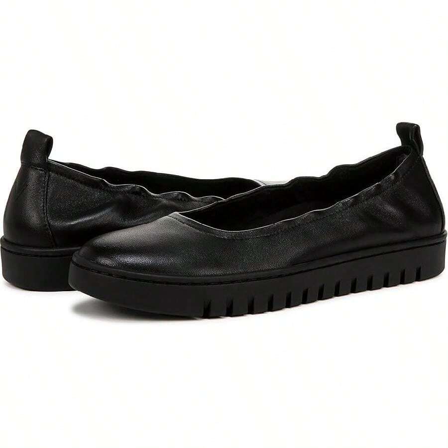Vionic Vionic Uptown Ballet Flats Womens 7 Black Leather Round Toe Slip-On Shoes VER123