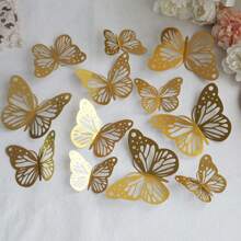 Valentine's Day Party Iridescent Butterfly Wall Stickers, PVC Plastic Butterfly Decorations 12pcs/Set, Party Supplies For Valentine's Day & Christmas Wall Decor Room Decor