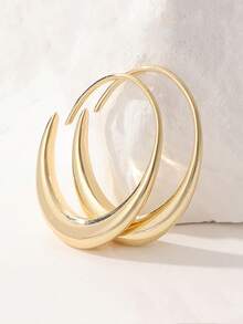 复古铜质简约圆形耳环，适合女士佩戴，时尚百搭，波西米亚风格耳环 - 金色 - 查看 8