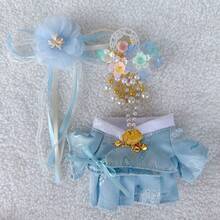 [Strój + nakrycie głowy + naszyjnik] 17 cm lalka LABUBU tradycyjny chiński strój Hanfu, autentyczna wersja 1/2/3, odpowiednia na wiosnę/jesień, zawiera zestaw kostiumów Hanfu dla LABUBU