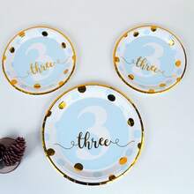 12/24/48 Set, Suitable For 1st, 2nd And 3rd Birthday Parties, Birthday Theme Parties, Includes Heat Press Pattern Paper Plates, Party Plates, Paper Plates. Includes 7-Inch And 9-Inch Plates, Accommodates Up To 48 People Gathering, Picnic Supplies, Birthday Party - Multicolor - View 10