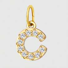 1 件简约百搭不锈钢锆石 26 字母吊坠，手工制作 DIY 项链手链耳环珠宝配饰，送给好友周年纪念礼物