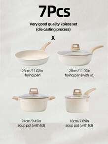 Juego de 14 piezas de utensilios de cocina, Juego de ollas y sartenes antiadherentes, Material de granito, Apto para cocina de inducción, Incluye sartén, olla cacerola, wok, olla cacerola extra grande, Libre de PFAS, PTFE, PFOA, PFOS