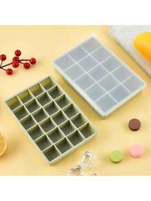 2 bucăți de matriță pentru cuburi de gheață, matriță din silicon pentru cuburi de gheață, cutie de gheață pentru frigider de mare capacitate, pătrată, fabricare convenabilă de gheață, ambalaj sigilat cu capac, potrivit pentru mâncarea pentru bebeluși, accesorii de bucătărie