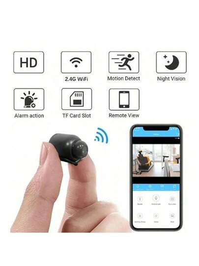 1pc High Definition Mini WiFi Security Camera, 2.4G Monitoring Camera Night Vision Motion Detection, Home Surveillance Monitoring, Elderly Children Care, Built In Vision, USB Powered, Supports Cloud Storage Micro SD Card Ideal Baby, Pet Security, Perfect As Holiday The Family