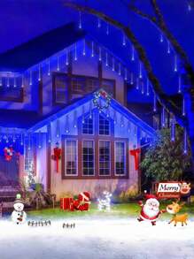 10pcs/Set Or 8pcs/Set Solar Powered LED Meteor Shower Lights, Waterproof Falling Icicle String Lights For Indoor/Outdoor Garden Yard Lawn Christmas/Halloween/New Year Decoration - Multicolor - View 5