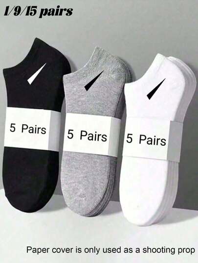 1/9/15 Paar Unisex Socken, Sportsocken, weiß/schwarz/grau kurze Socken, unsichtbare Socken, einfarbig minimalistischer Stil, geeignet für den täglichen Lässig-Gebrauch