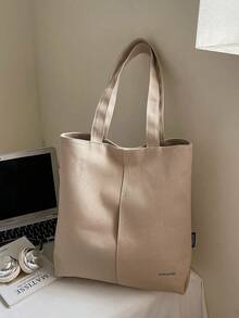 Bolso de lona minimalista casual, bolso de hombro de gran capacidad para mujeres, estudiantes universitarios, ir y venir