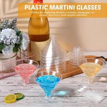 300 Pack Plastic Martini Glasses 5 Oz Disposable Cocktail Glasses Mini Martini Plastic Cups Dessert PVC Shot Glasses Unbreakable With Spoons For Weddings Party Wine Food Clear - Thông thoáng - Xem 5