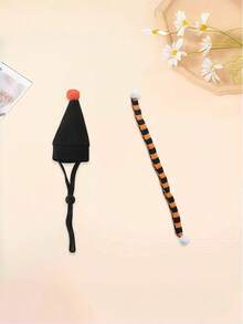 Cute Pet Hat & Knitted Scarf, Suitable For Pet Halloween Costume, Daily Wear And Decoration