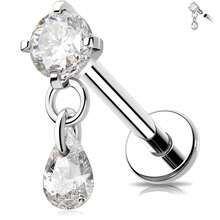 4pcs 16G 18G Threaded Earrings Nose Rings Studs Labret Lip Studs Surgical Steel CZ Zirconia Nose Rings Hypoallergenic Ear Lip Piercing Jewelry For Women Men - Silver - View 9