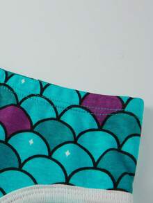 6pcs/Pack Girls' Cotton Mermaid, Heart, Rainbow Printed Underwear Briefs - Multicolor - View 8