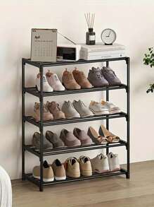 2 层节省空间的鞋架 - 耐用的金属和塑料多功能储物架，用于存放鞋子、靴子、珠宝、手表 - 坚固紧凑的设计，适用于入口、壁橱、小空间、鞋子收纳整理器 1 件多层鞋架、床下鞋架、鞋子收纳架、易于存放和整理家用鞋子、多功能储物架、节省空间的鞋架、大容量车库鞋架，适用于卧室、走廊，可容纳 2 双大鞋或 3 双小鞋