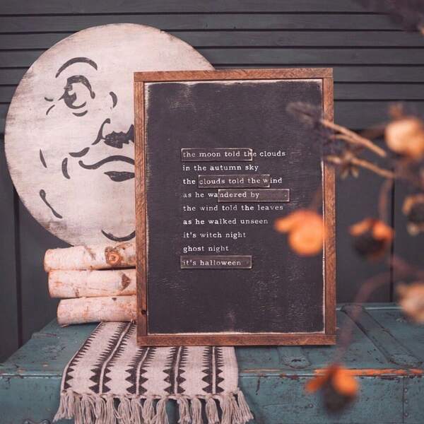 Vintage Halloween Poem, Rustic Home Decor, Rustic Halloween Decor, Vintage Halloween, Retro Halloween Sign, Fall Decor, Vintage Sign, Halloween Decor, Halloween Decorations Indoor