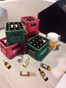 1pc Mini Realistic Beer Crate Dollhouse Decor, Multiple Colors Available, Beverage Crate Model, Creative 3D Decorative Piece, Mini Accessory Prop, Creative Miniature Furniture, Display Craft, Office Desk Ornament, Mini Craft, Home Decor, Photography Prop Model, Home Accessory, Furniture Model, Home Decoration, Miniature Craft - Multicolor - View 4