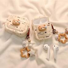 1 件 3D 卡通汗渍泰迪熊耳机保护套，兼容 1/2 和 3/4/Pro/Pro2，可作为送给朋友、家人、女朋友和男朋友的礼物。泰迪熊兼容 Apple 4/3 耳机保护套无线蓝牙保护套，具有柔软的 3D 泰迪熊造型和可爱的汗渍滴状细节。 - 彩色 - 查看 1