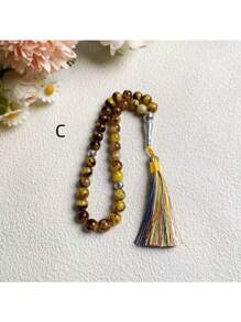 1pc 10cm Big Floral Beads 33pcs Delicate Muslim Prayer Beads, Original Handmade Colorful Arabic Tassel Bracelet - Multicolor - View 14