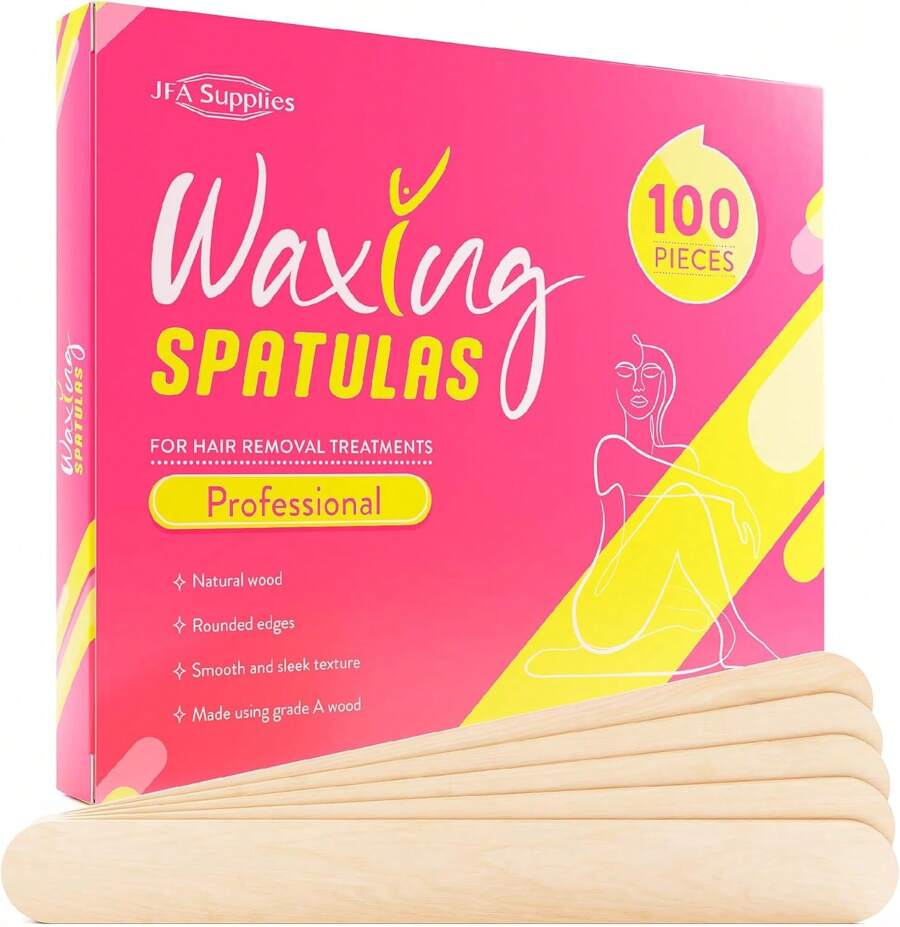 JFA Supplies Wooden Waxing Spatulas Wax Applicator Sticks For Hair Removal, Disposable, Professional Salon Quality