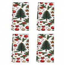 Serviettes de cuisine à motif sapin de Noël, 2/4/8 sets, très absorbantes et décoratives, conviennent pour la décoration des fêtes, la cuisine, la cuisson, les cadeaux de pendaison de crémaillère et le nettoyage, adaptées pour la cuisine, la salle de bain et la salle à manger