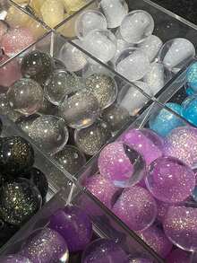 50 件梦幻春夏银河闪光圆形树脂珠，DIY 手链首饰制作用品